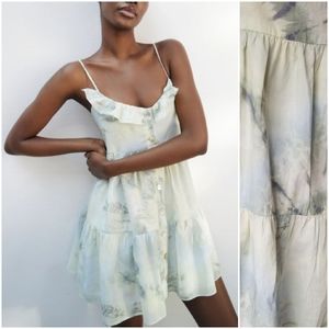 Zara strappy tie dye babydoll dress ruffle